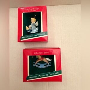 Keepsake Miniature Ornament Hallmark set of 2 EUC or maybe NIB 1989 Christmas